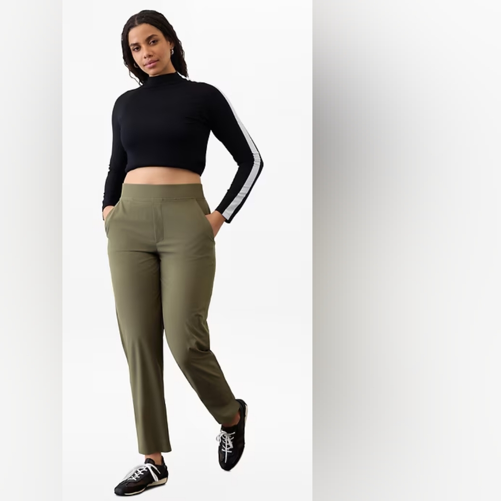 Athleta Brooklyn Mid Rise Ankle Pants Green Size 24